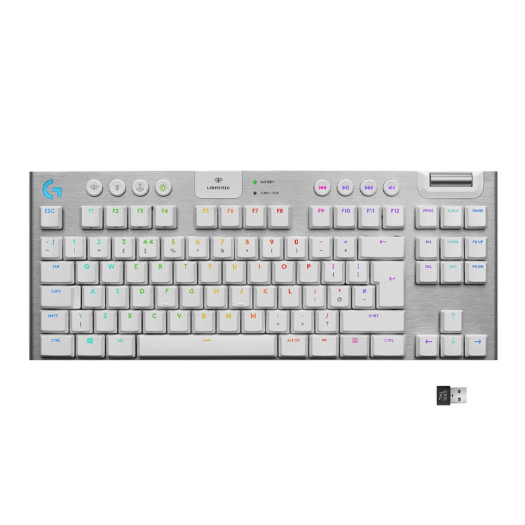 LOGITECH G915 TKL LIGHTSPEED WIRELESS RGB MECHANICAL GAMING KEYBOARD (GL TACTILE Brown) white